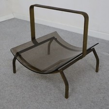 Portariviste in ottone e vetro curvo Fontana Arte,anni 60 magazine rack vintage