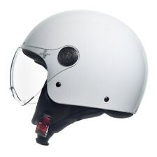 Casco Demi Jet Bianco Lucido con Visiera Elicottero Omologato per Moto Scooter