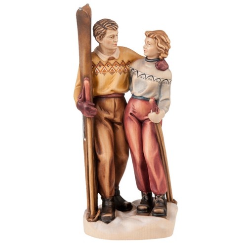 Statua sciatori scolpita - statua,