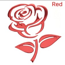 ADESIVO AUTO 3D ROSA FIORE CROMATO ROSSO STICKER MOTO SCOOTER 10X8cm