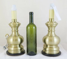 COPPIA DI LAMPADE DA TAVOLO DORATE IN OTTONE ABAT JOUR LAMPADA DA SCRIVANIA CH5