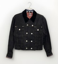 Jeans vintage anni 90 Jean Paul Gaultier nero denim giacca colletto velluto uomo S