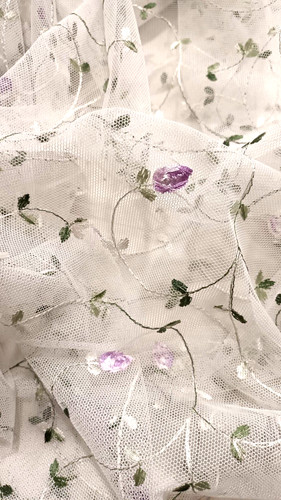 Tendina tulle ricamata lilla - tendina,