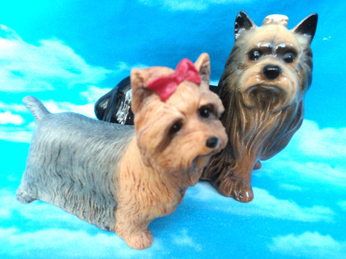 Coppia statuine cani yorkshire - statuine,
