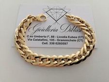 BRACCIALE Donna ORO GIALLO 18 Karati 750%/1000 Maglia CATENA Lucida Larga Aperta