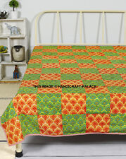 Coperta Patchwork In Cotone 100% Indiana 58x86In. Coperta Verde Arancione
