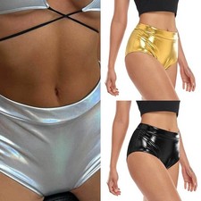 Nuovissimi pantaloncini club lingerie sexy mutandine lucide donna partywear clubwear