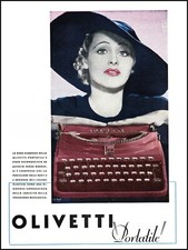 PUBBLICITA' 1934 OLIVETTI PORTATILE ICO DONNA ELEGANZA XANTI SCHAWINSKI SVIZZERA