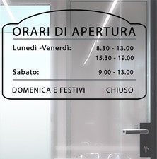Adesivo negozio vetrina Orari