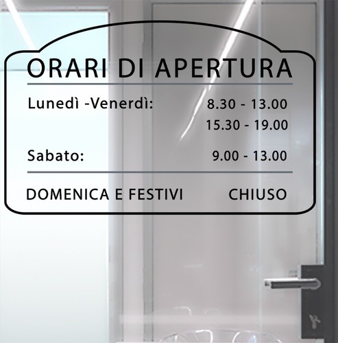 Adesivo negozio vetrina orari - adesivo,