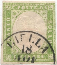 ANTICHI STATI ITALIANI - REGNO DI SARDEGNA: 4° Emissione (1855-63), #13Af.