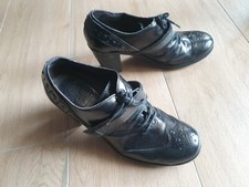 Scarpe O.X.S. 39 nero eleganti francesine oxs donna stringate pelle swing lucide