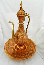 Teiera grande decorazione rame egiziano molto unica fatta a mano alta 18"