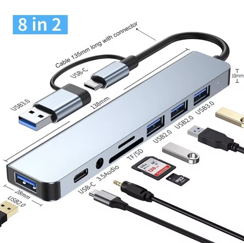 Usb hub adapter - 8-in-1, –
