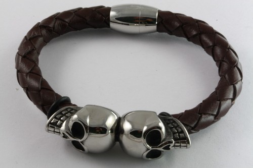 Teschio bracciale biker pelle - teschio,