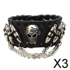 3X Bracciale da uomo in pelle