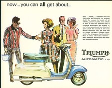 Triumph T10 Scooter Automatico Moto Brochure Poster 1966 Originale Mai Usato