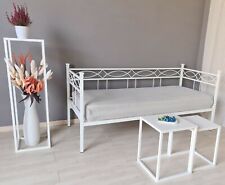 Divano letto in ferro battuto "Rosa Anna" bianco opaco satinato