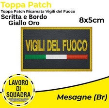 Patch Toppa Vigili del Fuoco Giallo Nastro a Strappo Ordine Ricamo Termoadesiva 