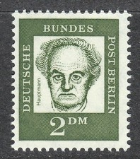 Berlino 1961 MNH Mi 213 Sc 9N190 Gerhart Hauptmann. Drammaturgo e...