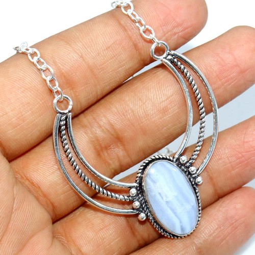 Eccezionale collana pizzo blu - collana,