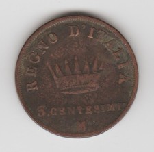 NAPOLEONE IMPERATORE E RE D'ITALIA 3 CENTESIMI 1812 MILANO #ANT