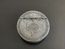 Scatola Antica Metallo Intagliato Rotondo a Colori Argento - REF51226-72