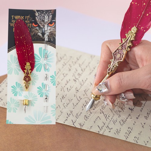 Vintage quill pen set - vintage,