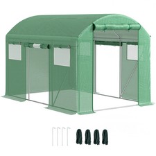 Walk-In Polytunnel Serra PE Copertura Rete Porta Finestra 9,8 x 6,6 / 13 x 9,8 piedi