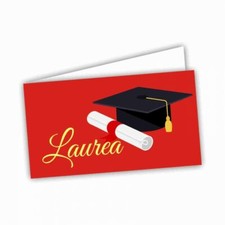 BIGLIETTINO LAUREA ROSSO PERSONALIZZATO