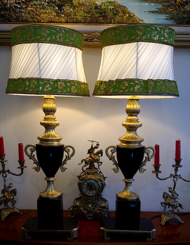 Pair large ormolu brass - pair,