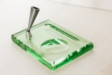 Stiloforo Porta Penna Portapenna Vintage Cristallo Vetro Verde Scrivania 