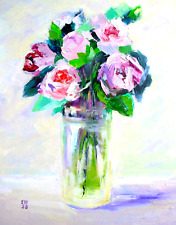 Peonie in vaso dipinto olio