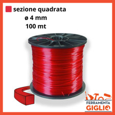 Bobina Filo Per Decespugliatore 4 mm Quadrato Professionale Matassa 100 metri mt