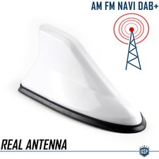 Antenna Auto a PINNA DI SQUALO Bianca Universale VERA Ricezione RADIO AM-FM-DAB+