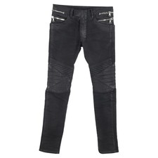 Jeans biker Balmain cerati slim fit in denim di cotone uomo nero taglia 36