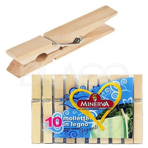 Minerva mollette legno 10pz - in,
