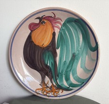 ANTICO ENORME PIATTO IN MAIOLICA DI CALTAGIRONE CERAMICA SICILIANA,GALLO