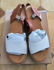 Sandali donna Bata con zeppa – cuoio e bianco – n. 39