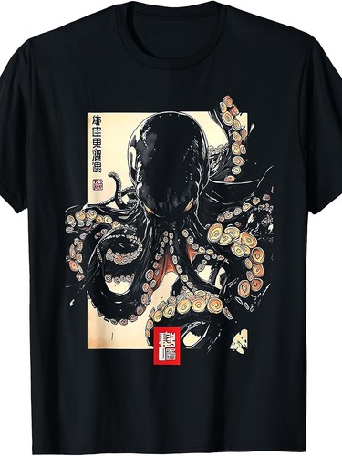 Shirt dark octopus - octopus, arte
