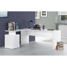 Scrivania Angolare Cassettiera Bianco Moderno Grande da Ufficio Cameretta