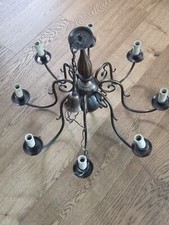 Lampadario vintage in metallo a 8 otto luci colore ramato epoca fine anni '70