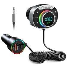 Trasmettitore FM Bluetooth 5.3 per Auto, [Bassi & Hi-Fi Stereo] Bluetooth Auto C