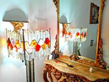 Rarissima Lampada Piantana Brutalista Poliarte Longobard Vetro Murano Martellato