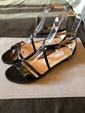 FRATELLI ROSSETTI LUSSO SANDALI BLACK PATENT GOLD ALLA SCHIAVA 39 EUR 9 US 6 UK