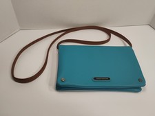 Borsa Dana Buchman blu acqua tracolla patta anteriore pura 8,5" x 5"