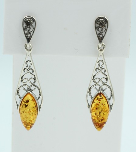 Orecchini ambra 925 argento - 925,