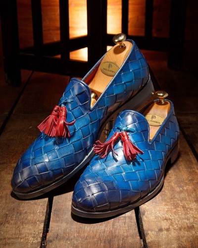 Mocassini uomo pelle blu - uomo, in