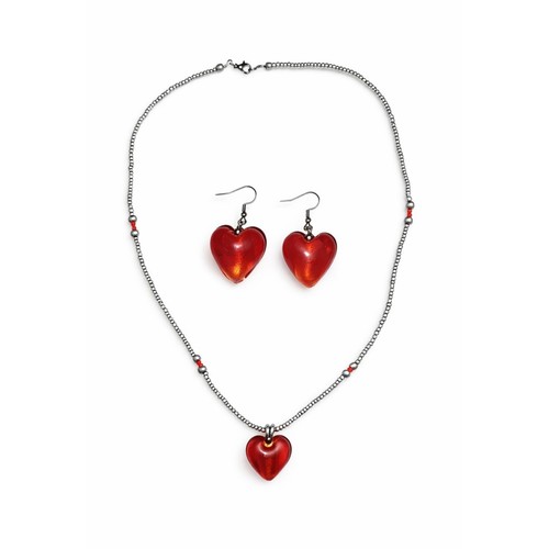 Collana orecchini cuore - orecchini,