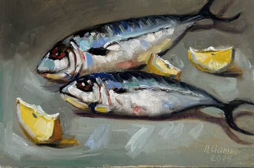 Quadro olio originale - quadro, pesce
